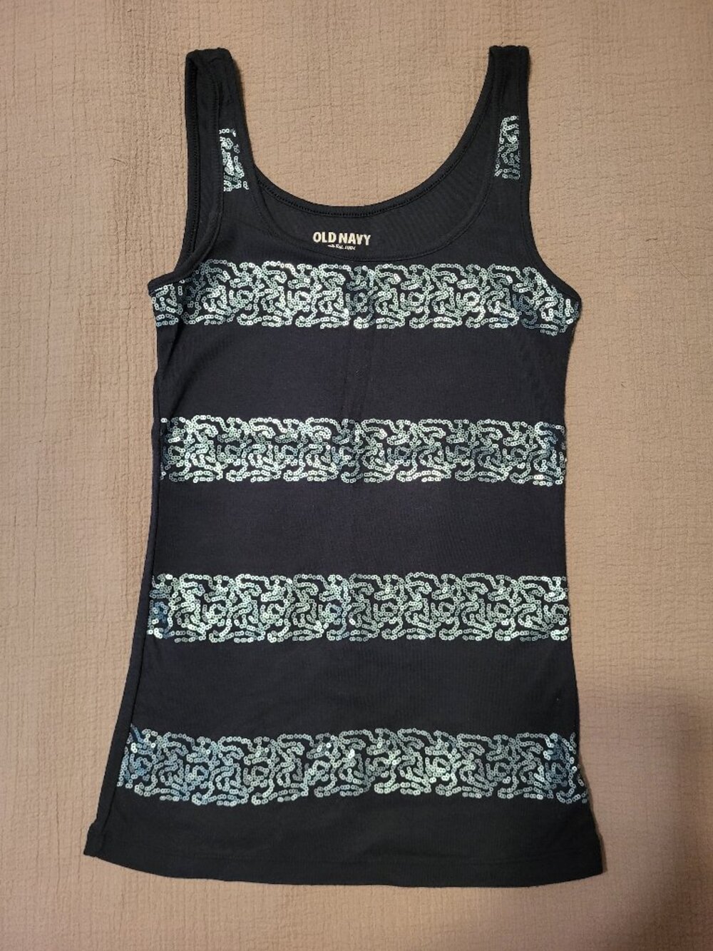 Old Navy Navy Blue tank top with light blue sequins